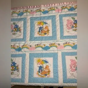 Vintage Care Bear Cousins Baby Blanket Quilt 39x44